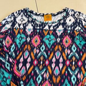 Ruby Rd. Petite PM Vibrant Multicolor 3/4 Sleeve Tunic w/ Turquoise Beading